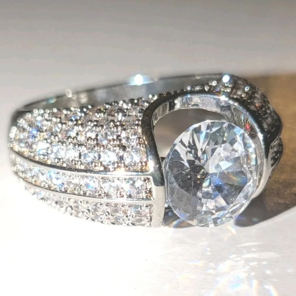 3Ct Round Cut Real Moissanite Men's Engagement Ring 14k White Gold Plated Silver